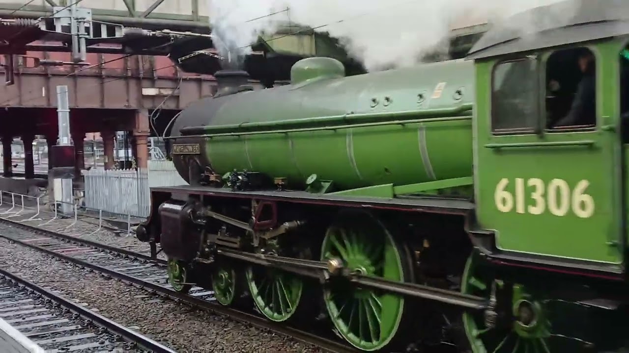 61306 Mayflower departing Manchester Victoria with the Christmas White Rose to York. 23/11/2024