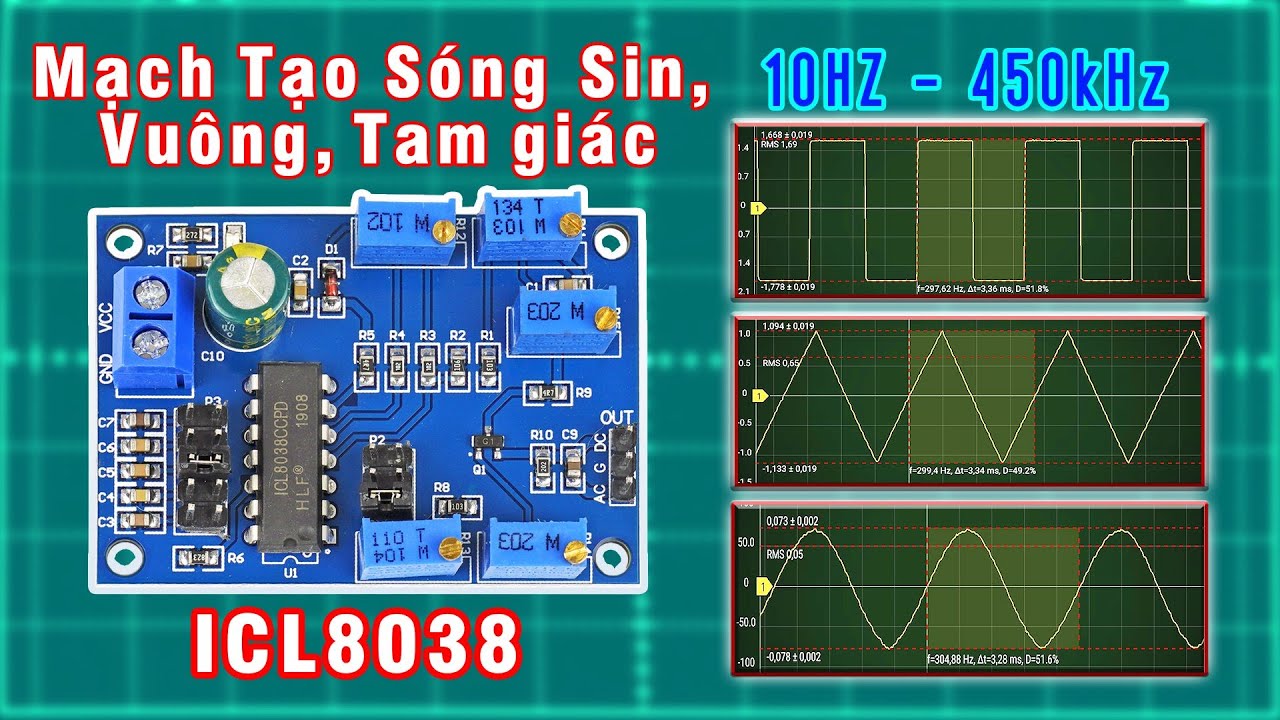 ICL8038  Mạch Tạo Tín Hiệu Sóng Vuông, Sin, Tam Giác/ Signal Generator Sine Triangle Square Wave