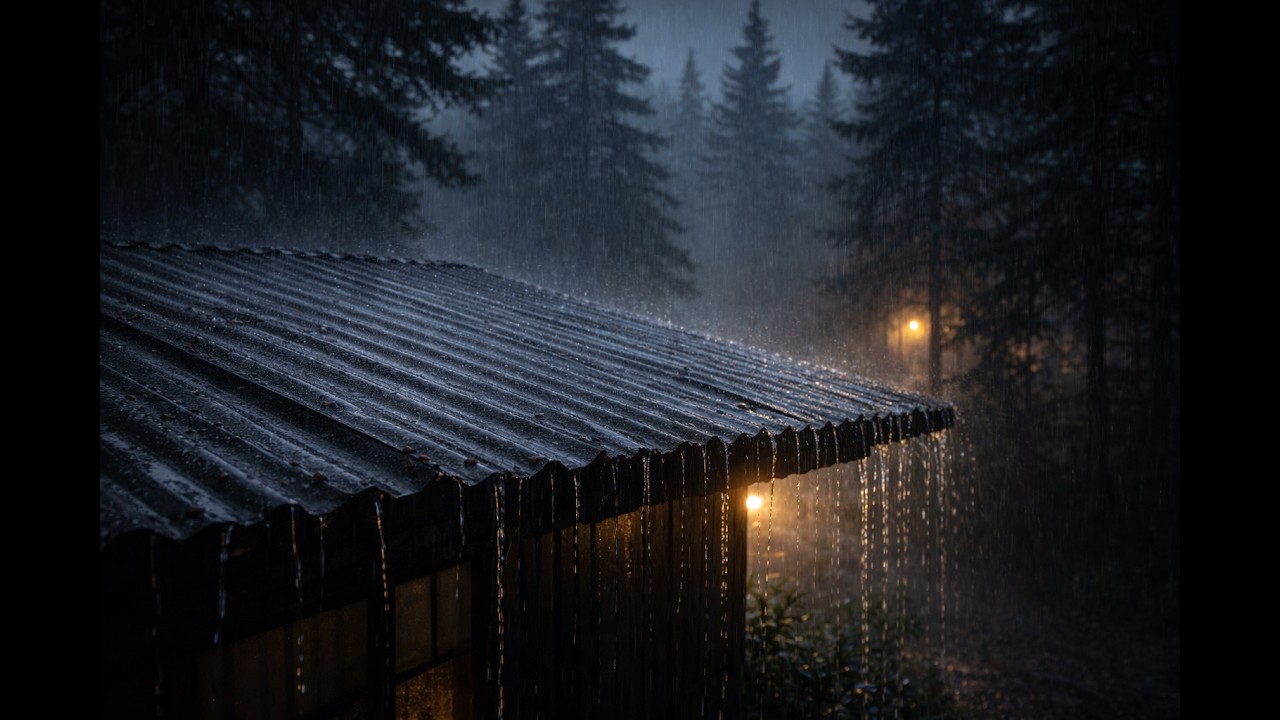 Gentle Rain with Soft Thunder (No Ads) | Rain on a Tin Roof | Sleep Soundly