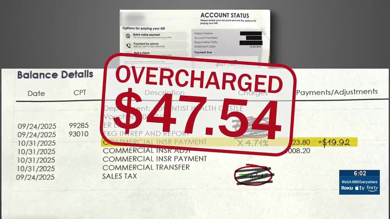 Hawaii medical bills may overcharge for taxes