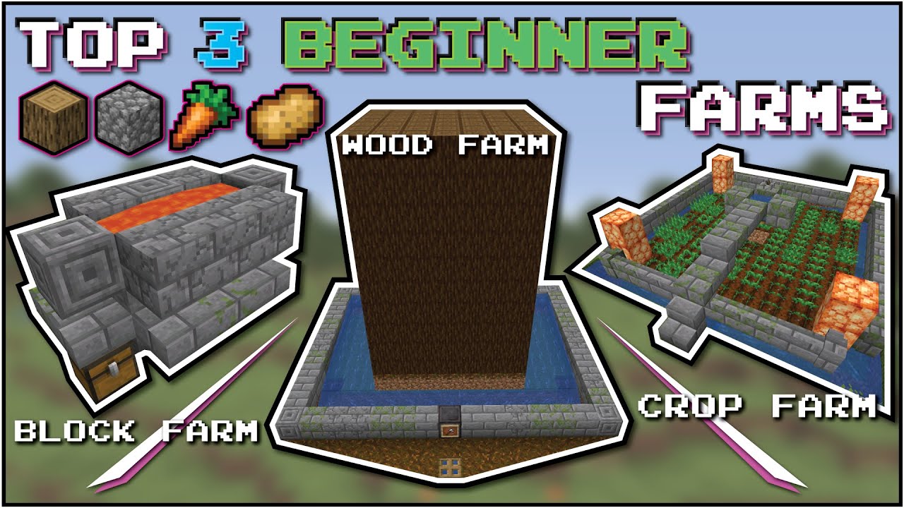 Minecraft 3 Early Game Farms for New Worlds | No Redstone