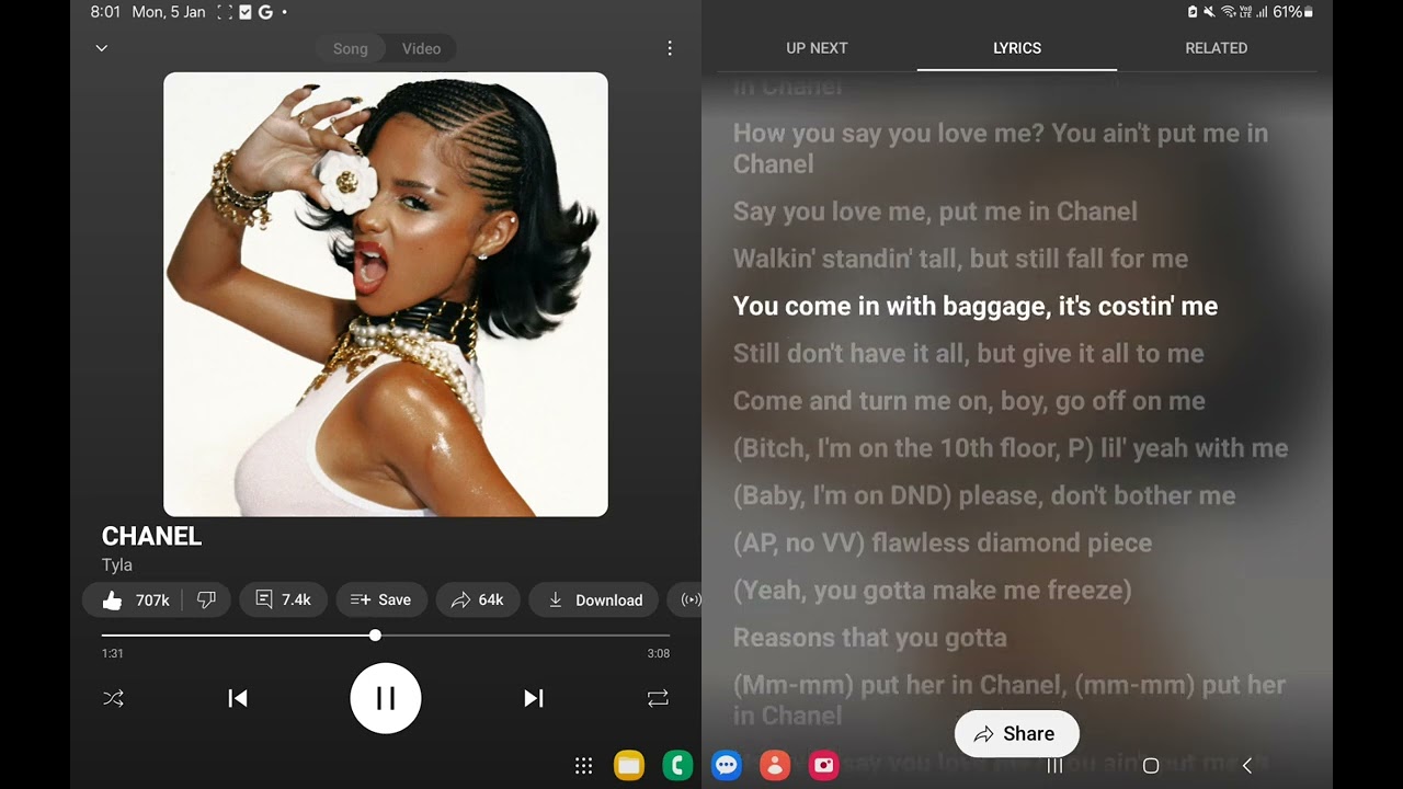 Chanel tyla with lyrics 💅💅
