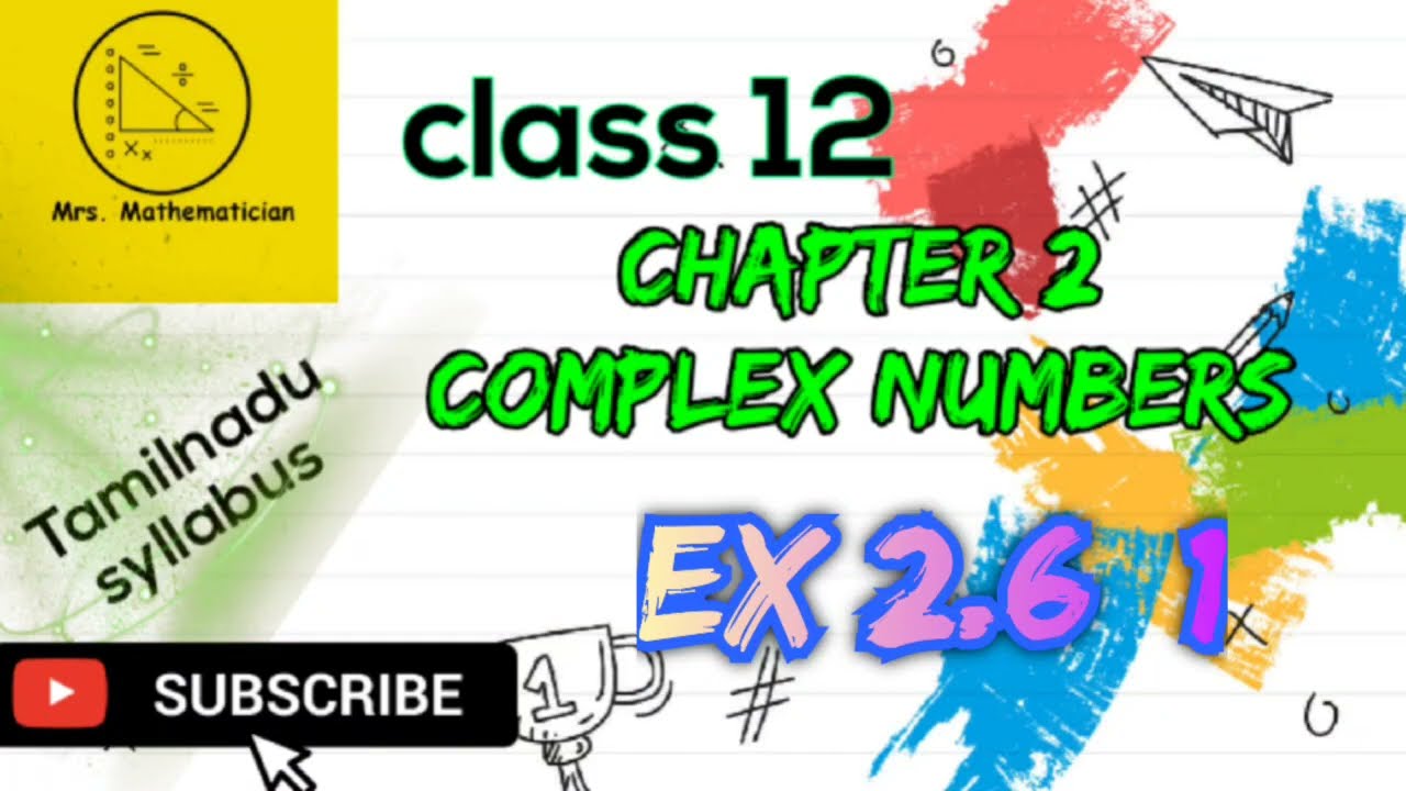 12th maths chap 2 Ex 2.6  1  | TN maths 12th chapter 2 complex numbers Exercise 2.6  1  problem