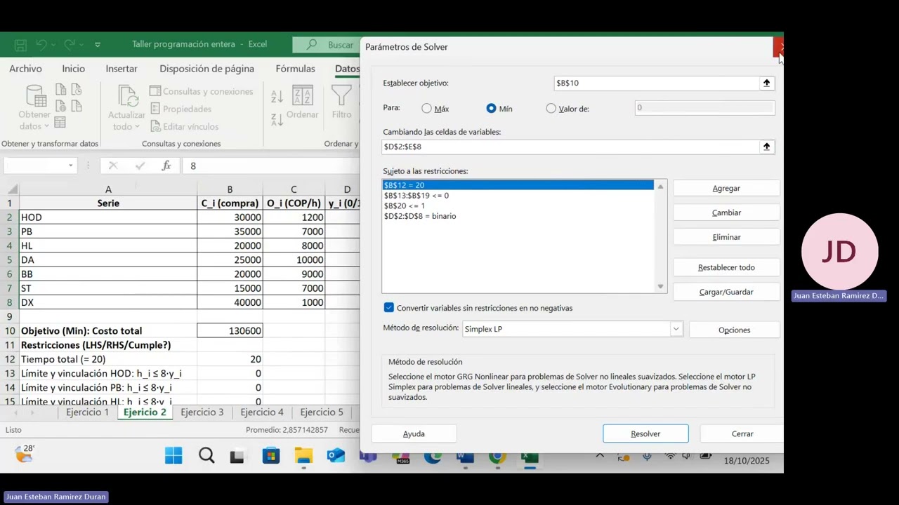 Taller programación entera mixta