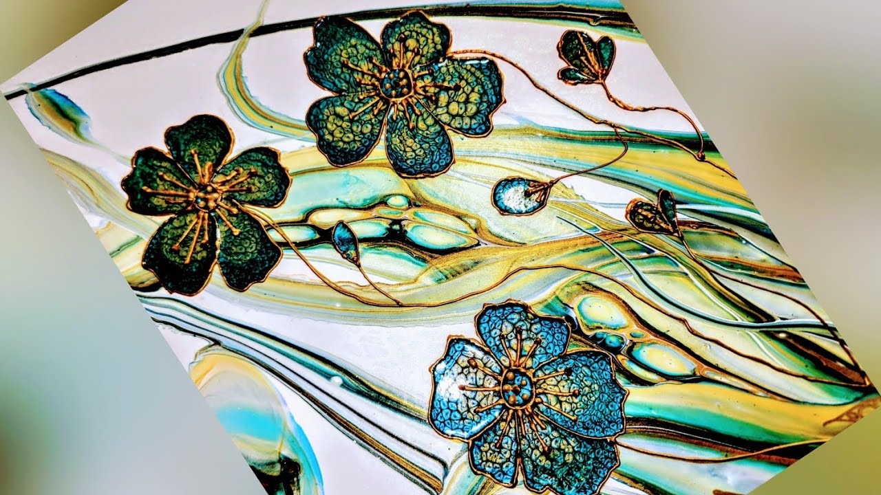 Jadeite ~ Beautiful Swipe With Embellishments #TLP Pigments #fluidart #acrylicpouring #pebeo
