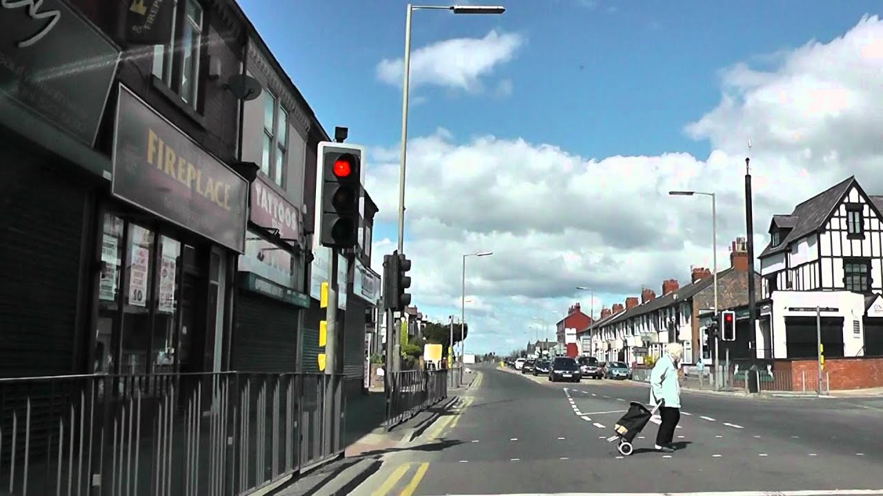 Driving On Caldy Road, Helsby Road & Warbreck Moor, Liverpool, Merseyside, England 15th April 2012