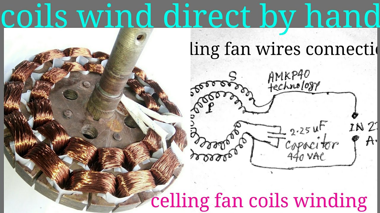 Celling Fan Coils Winding Direct by Hand, or CellingFan Wires Connections, or Fan Capacitor connect.