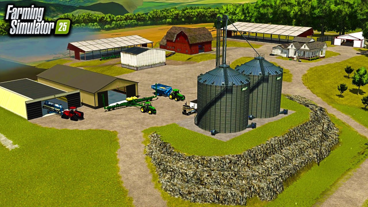 I BUILT A NEW BIN SITE, SHOP & MACHINE SHEDS! (REMODELING THE FARM) | FS25