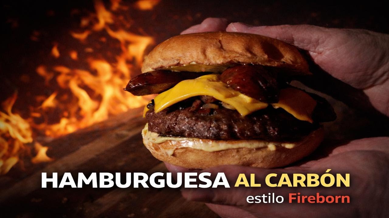 Hamburguesa al Carbón con Fjellpølse de Reno y Panceta Cantábrica
