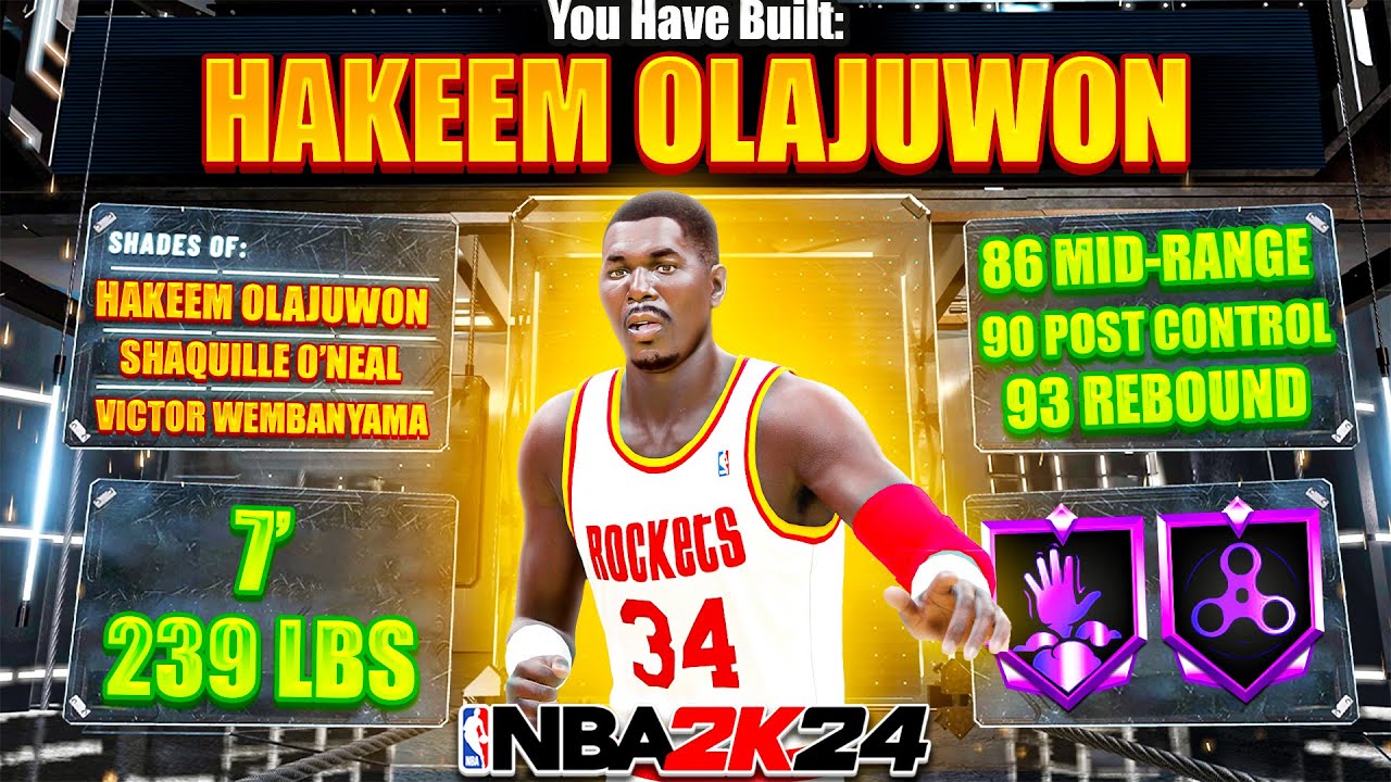 Hakeem Olajuwon Build + HOF DREAM SHAKE is UNGUARDABLE in NBA 2K24...