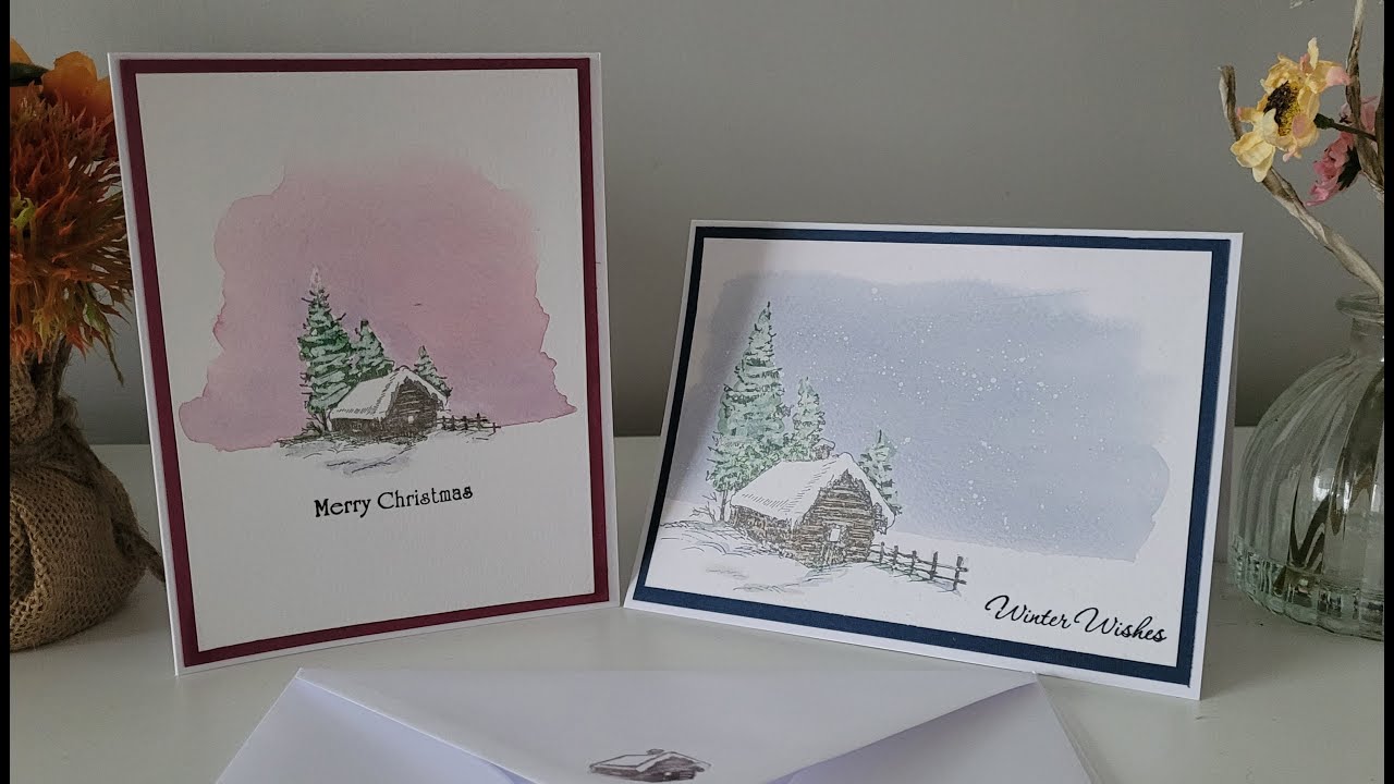 Watercolour Christmas Cards using Inkylicious stamps