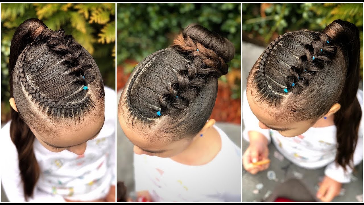 Peinado para NIÑAS con trenza lateral y trenza pullthrough 🌺🌺| peinados FACILES y BONITOS 🌺🌺