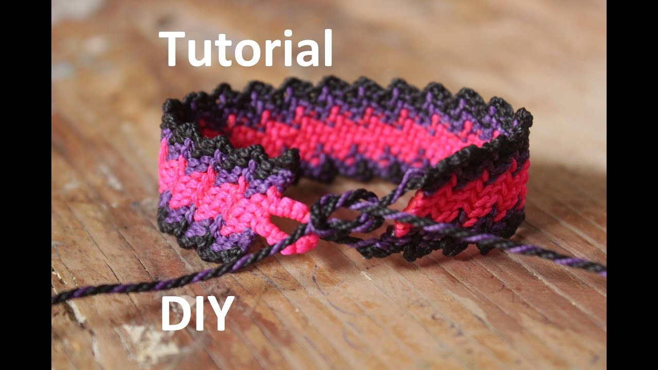 tutorial pulsera macrame camino del inca zig zag