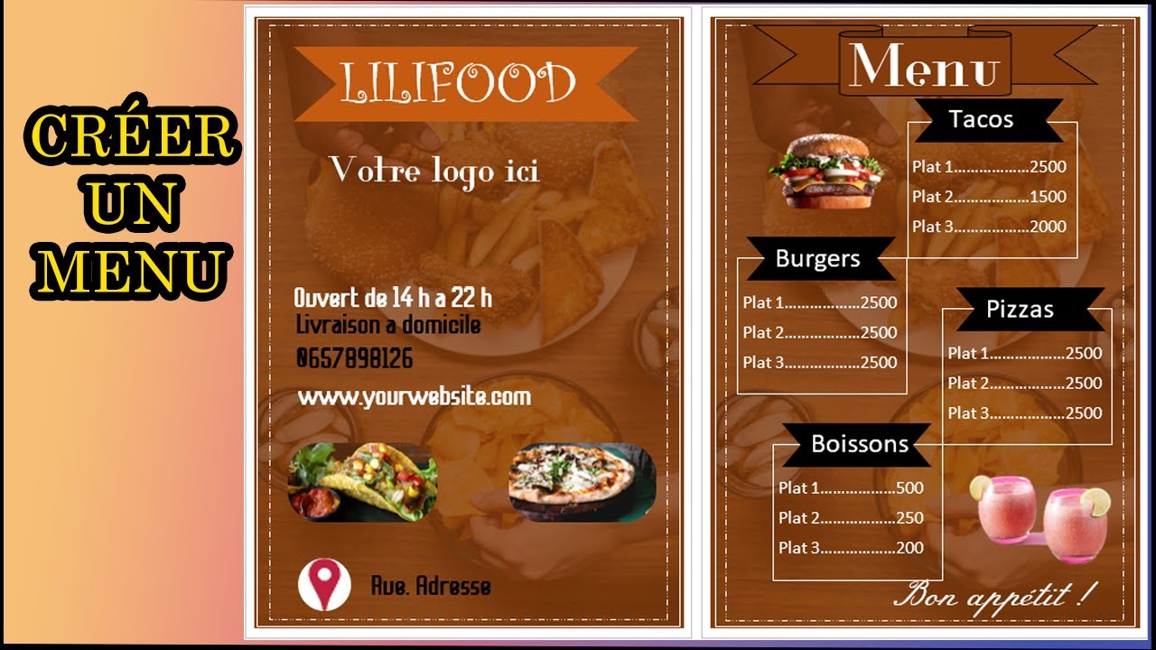 comment créer un menu avec word?😱