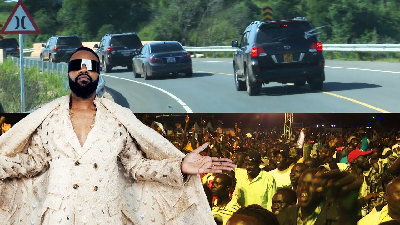 Fally Ipupa's Convoy. Performs in Arua City. Sudanese & Congolese attend