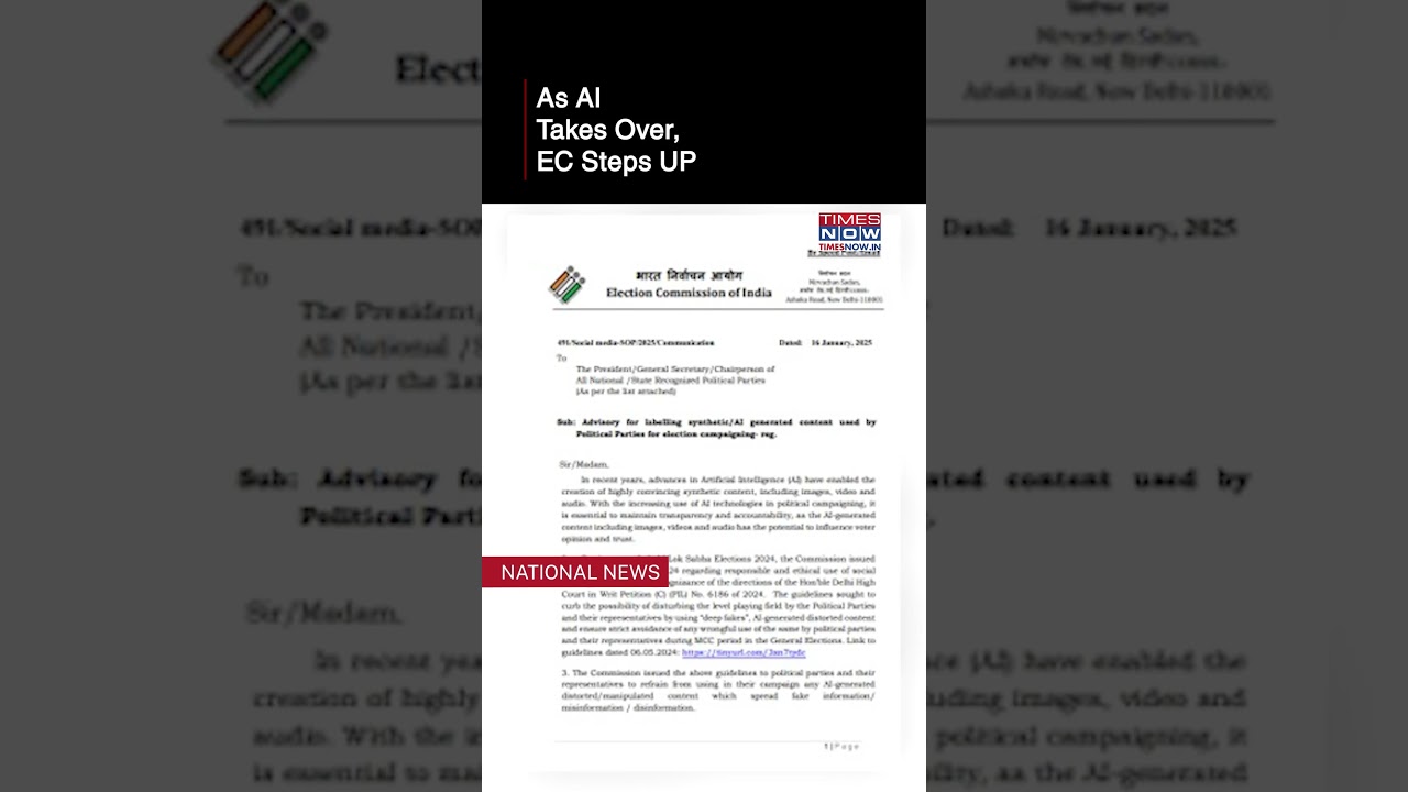 EC Tells Political Parties To Use AI Responsibly, Label All AI-Generated Campaign Material #shorts
