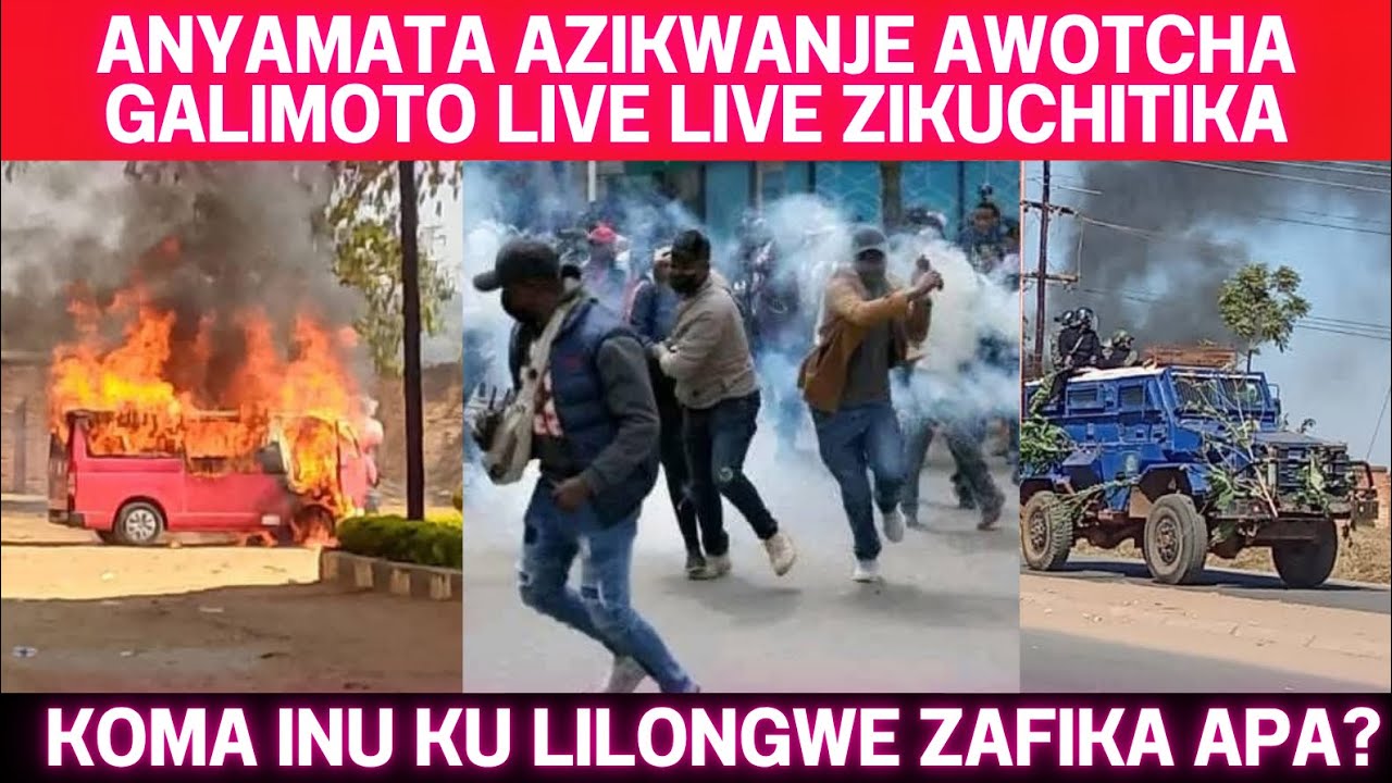 ANYAMATA AZIKWANJE AWOTCHA GALIMOTO YA OMWE AKUCHITA MA DEMO LERO KU LILONGWE KWAVUTIRATU
