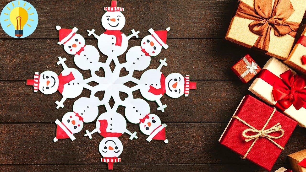 Bastelideen: Schneeflocken basteln - Schneemann | Weihnachtsdeko selber machen | Basteln weihnachten