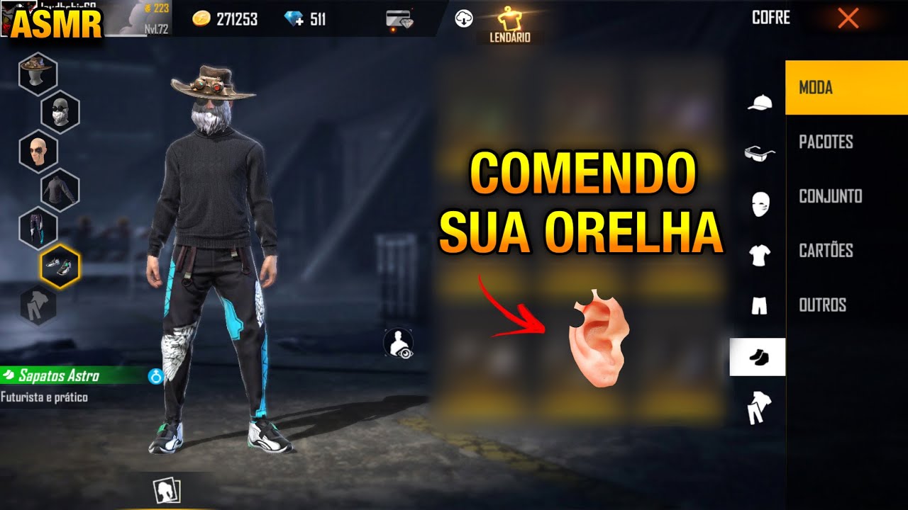 ASMR FREE FIRE - MOSTRANDO MINHA HUMILDE CONTA 🔥 COMENDO SUA ORELHA EM 8D 👄🎙
