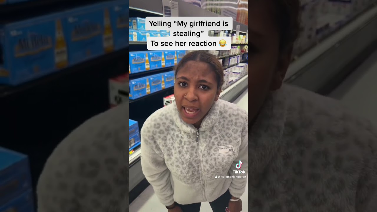 Yelling &ldquo;my girlfriend is stealing&rdquo; to see her reaction 😂 #shorts