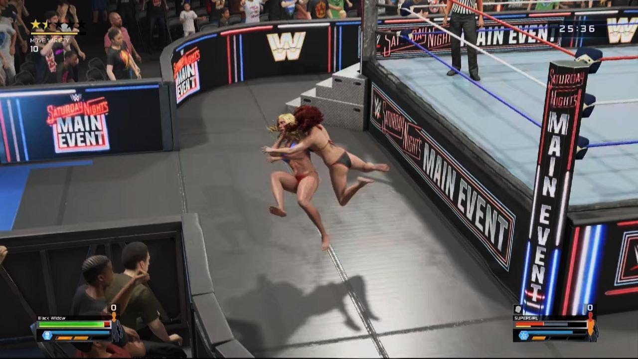 WWE 2K25 Black Widow VS Supergirl Bikini Stink Face Ironwoman