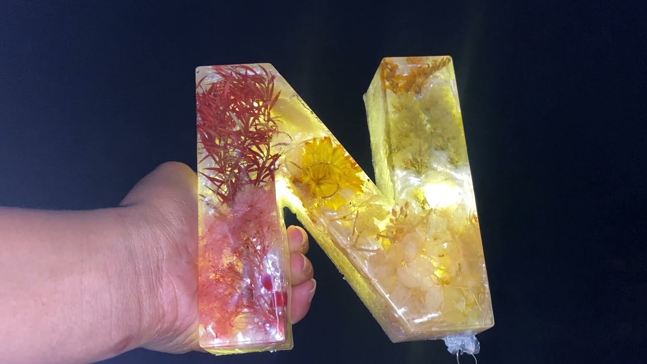 DIY RESIN Large Letter with lights and flowers