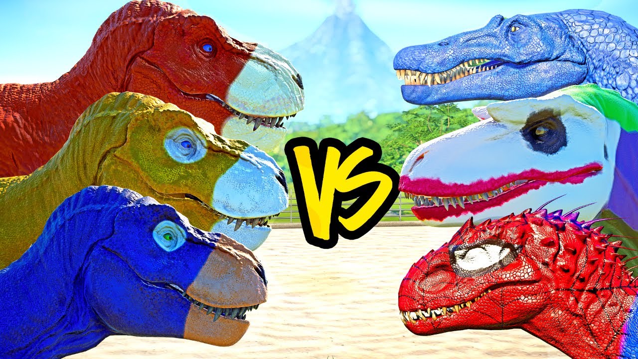 Sonic, Tails, Knuckles T-REX vs Super Hero Dinosaurs Fight 🌍 JURASSIC WORLD EVOLUTION