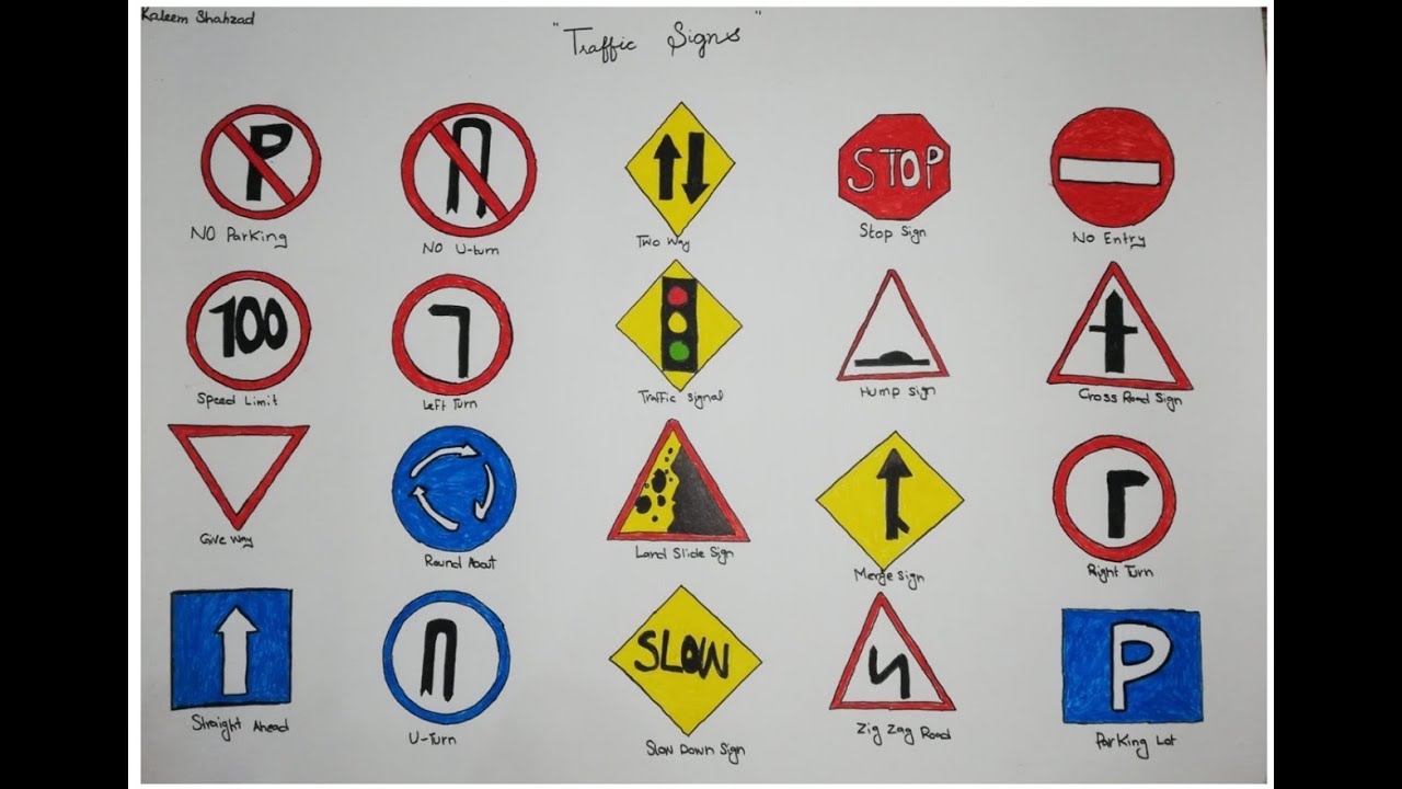 how to draw traffic signs time lapse