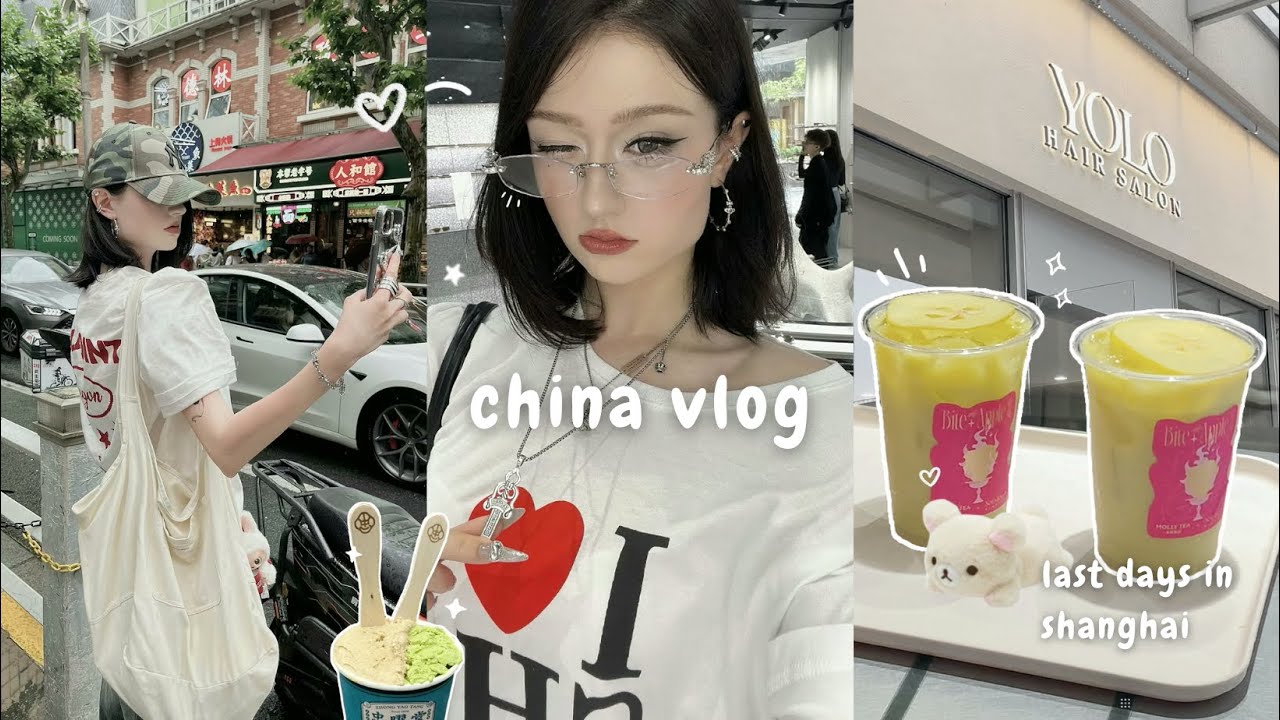 CHINA VLOG last days in shanghai, extreme haircut, new hair, glow up in china, shopping, new food
