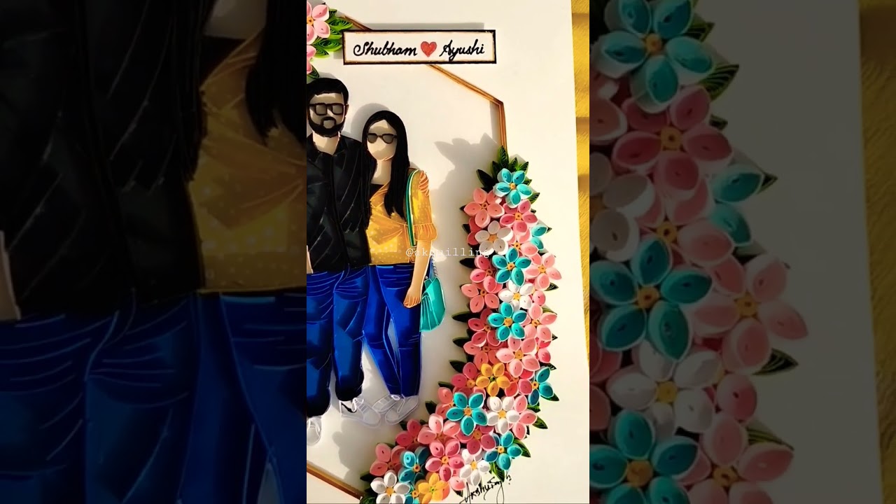 Couple photo Quilling Art|Quilling Art| |Paper Art| #quillingart #paperart #shorts