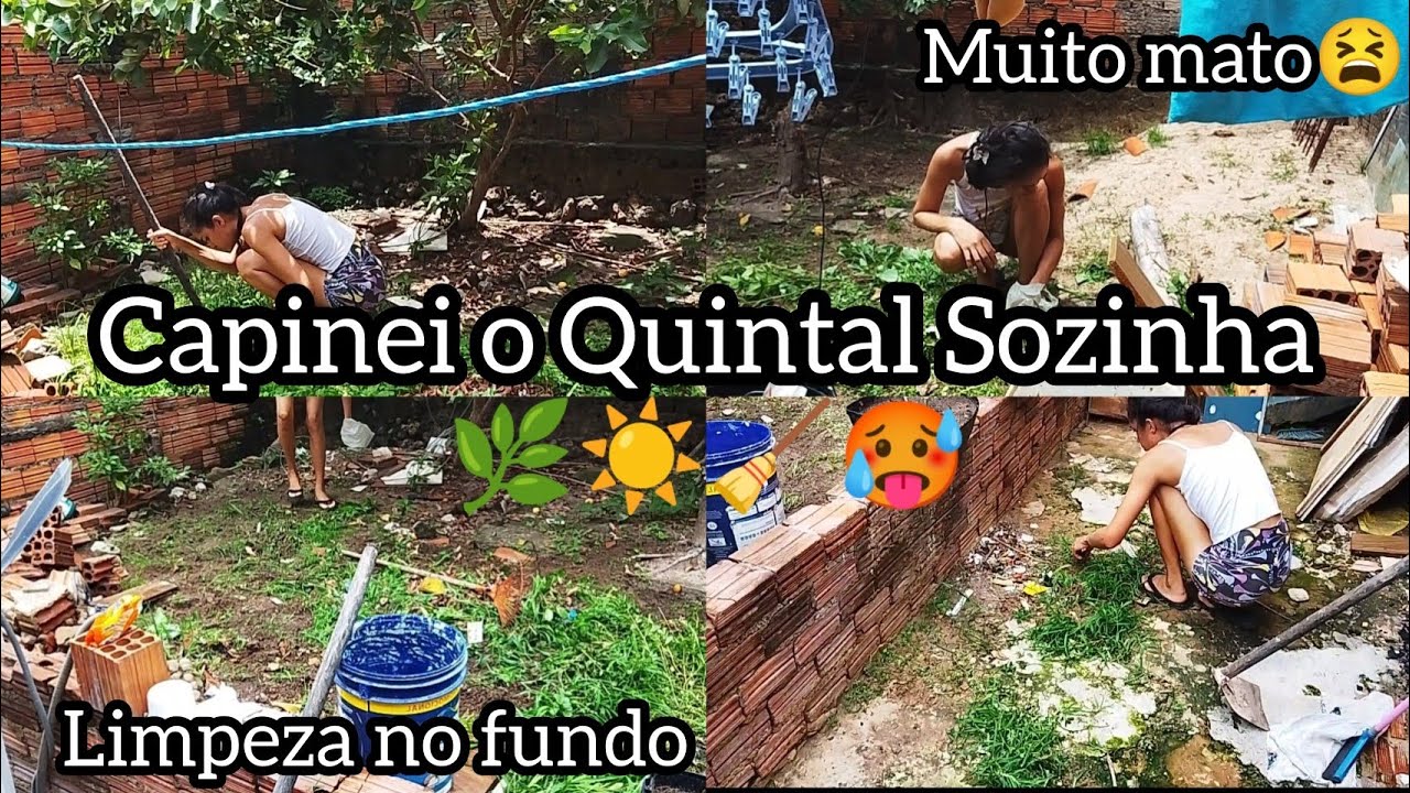 CAPINEI O QUINTAL SOZINHA 😫|MUITO MATO|QUASE NÃO DOU CONTA ☀️🧹🥵