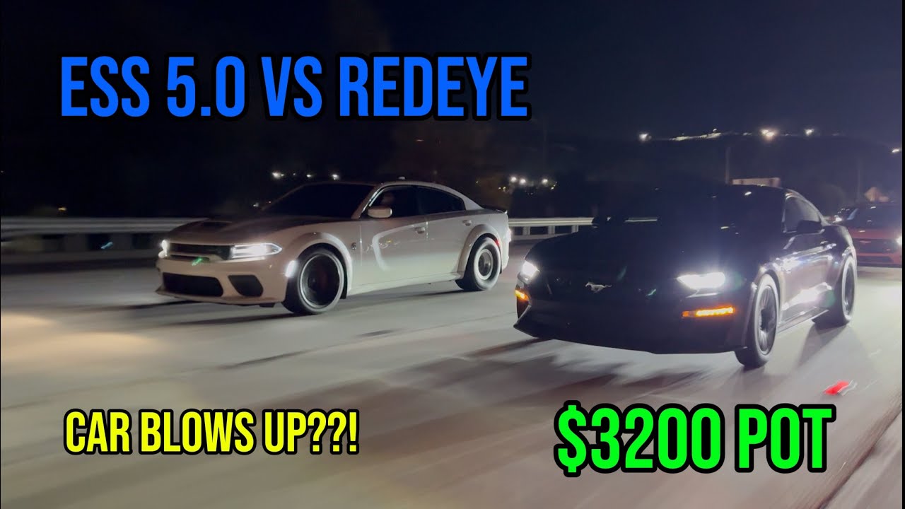 ESS 5.0 VS HELLCAT REDEYE $3200 POT!! DRAMA! #HELLCAT #MUSTANG #SUPERCHARGED #10r80 