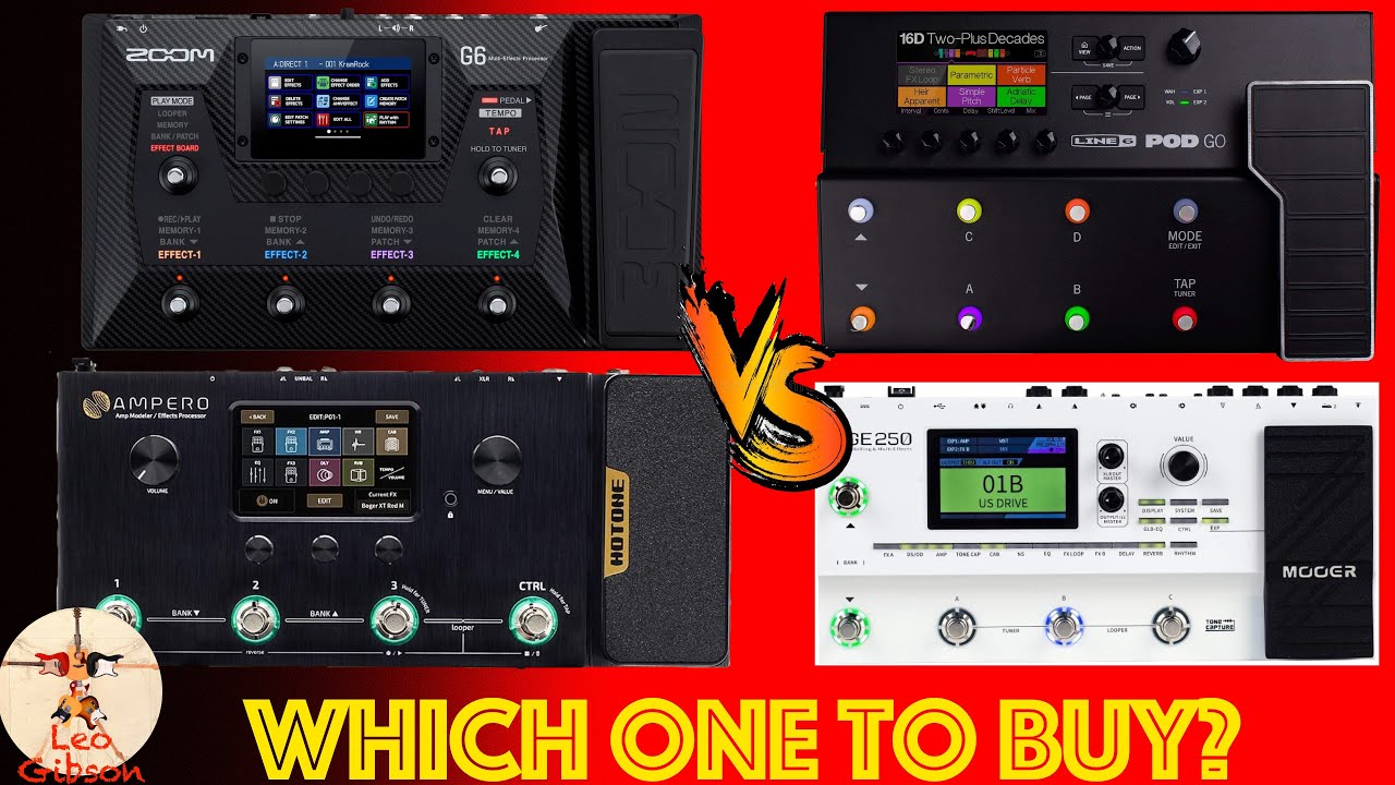 Zoom G6 vs POD GO vs Mooer GE 250 vs Ampero: which one to buy? (with very detailed comparison chart)