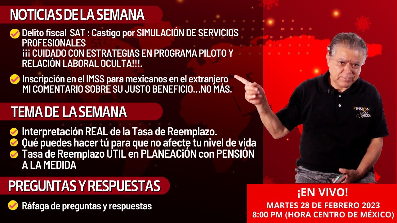 Armando pensiones/ ¡Que no baje tu nivel de vida con tu pensión! : tasa de reemplazo ¿la conoces?