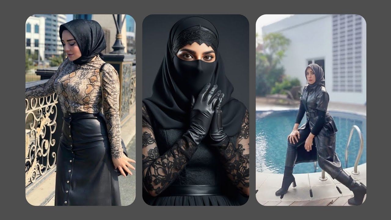 Beautiful Leather Hijab Girls Outfit Ideas For Every Event