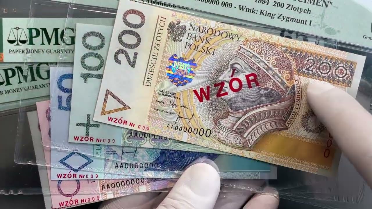 Komplet wzorów banknotów 1994 z numerem 9!