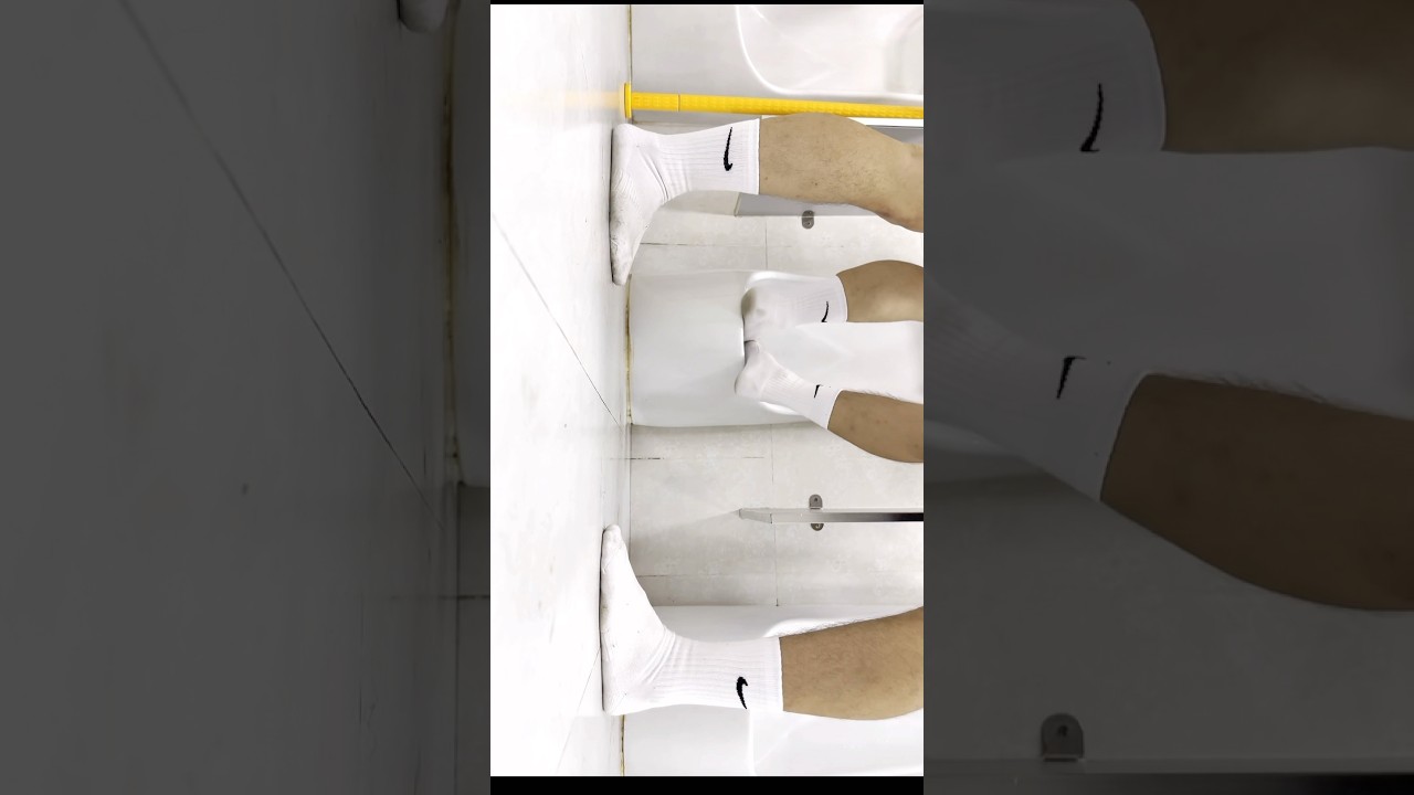 Wearing only dirty white Nike socks with my partner to pee in the public toilet (preview version)
