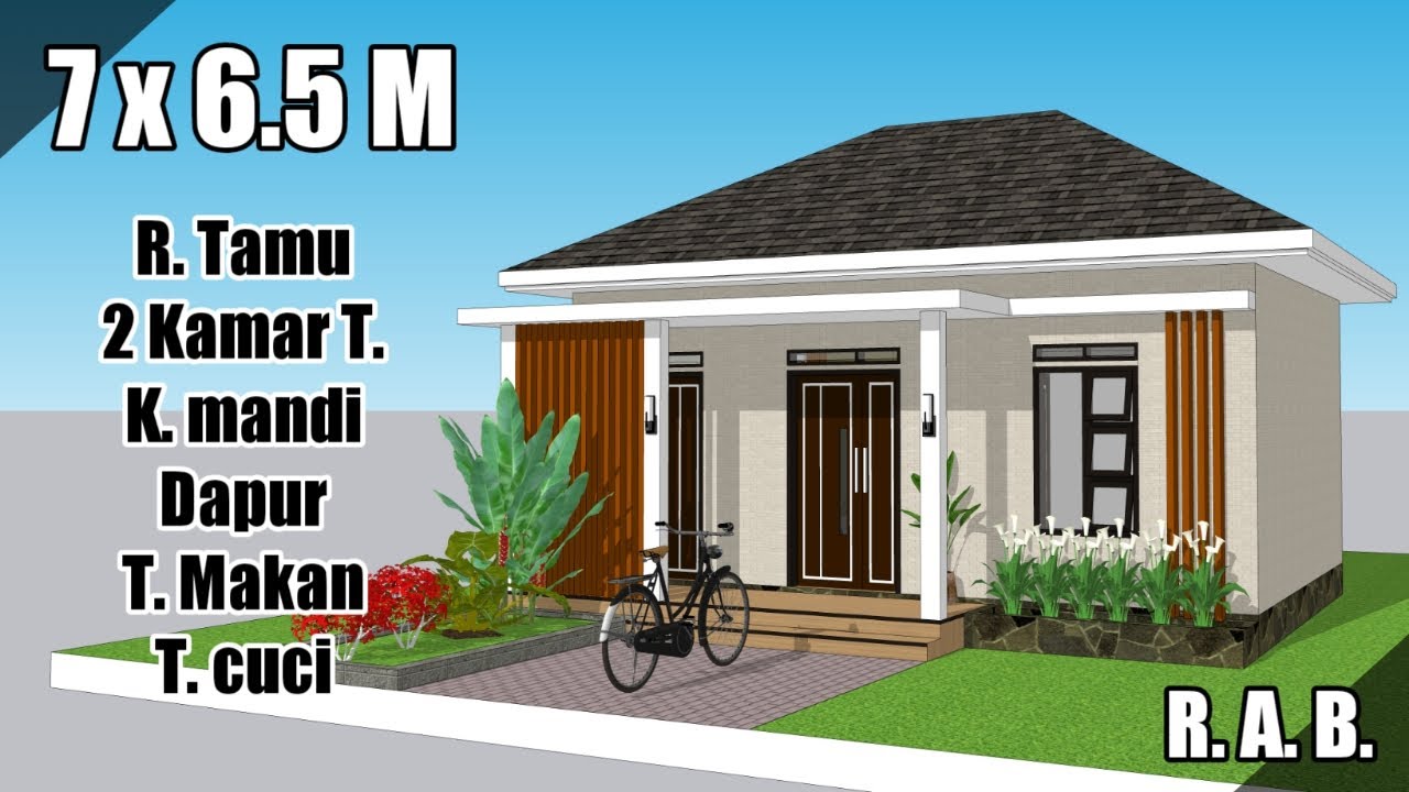 Cakepp - nya Luar Dalam !! - Desain Rumah Minimalis Sederhana 7x6 Meter 2 Kamar Tidur