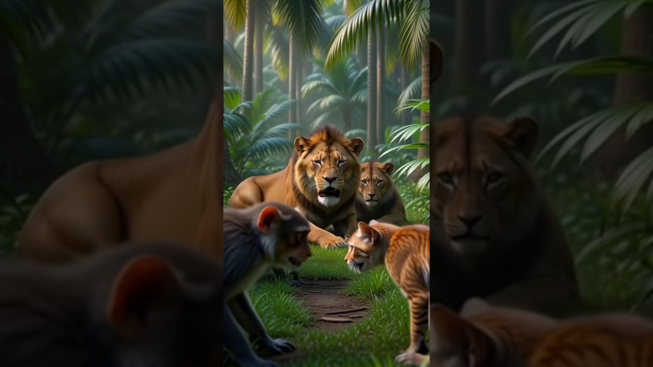 Titl: Monkeys, cat's and the King | Animal Story| Shorts # trending # viral # reels