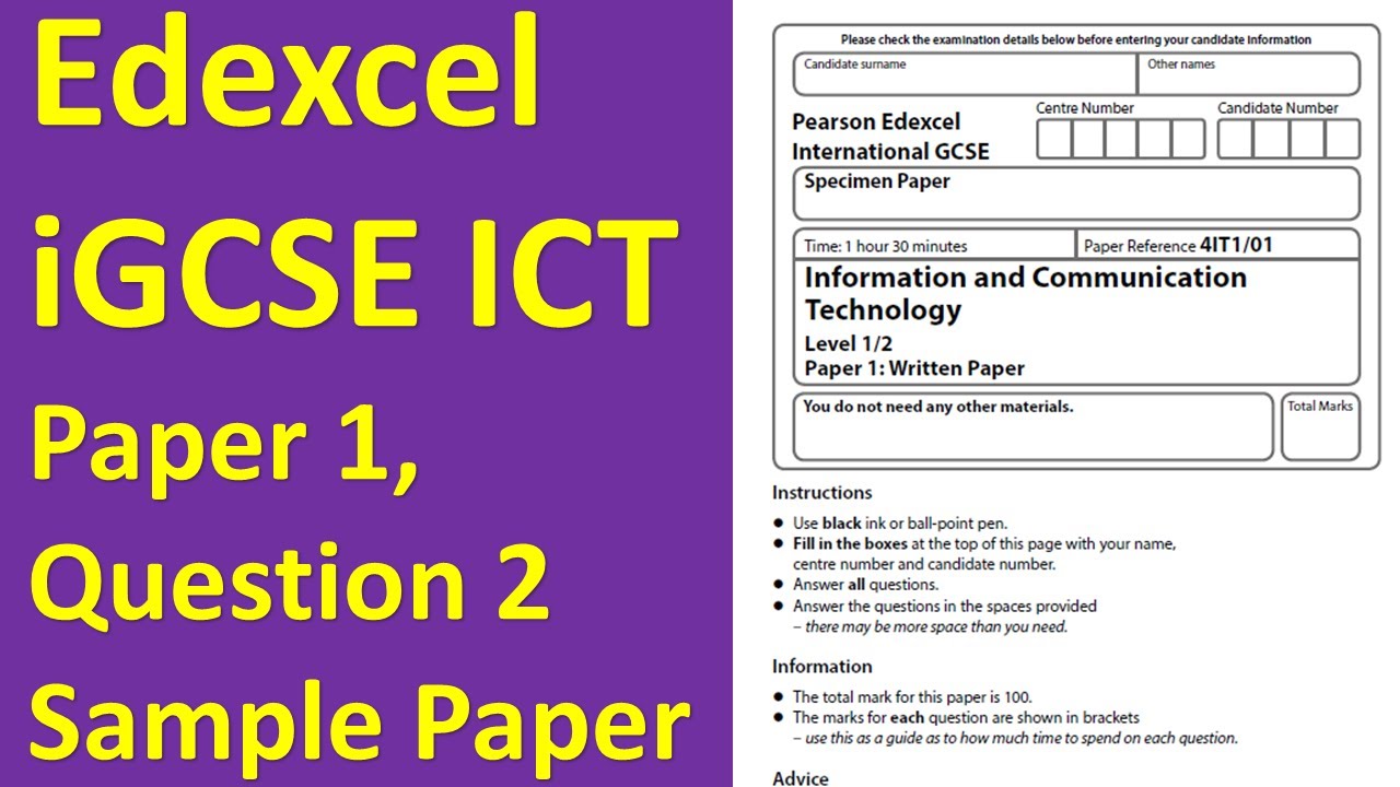 Edexcel iGCSE ICT, Paper 1, Question 2, Sample Paper