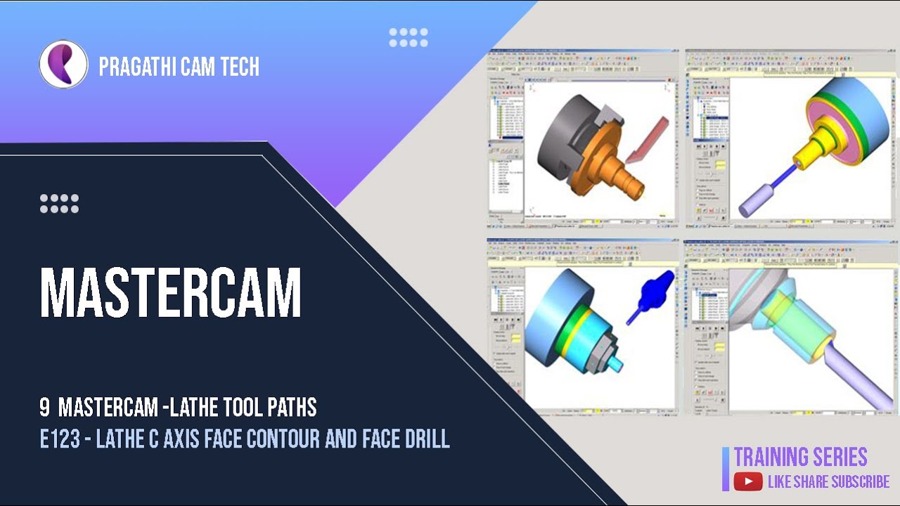 Mastercam   Lathe C Axis Face Contour and Face Drill