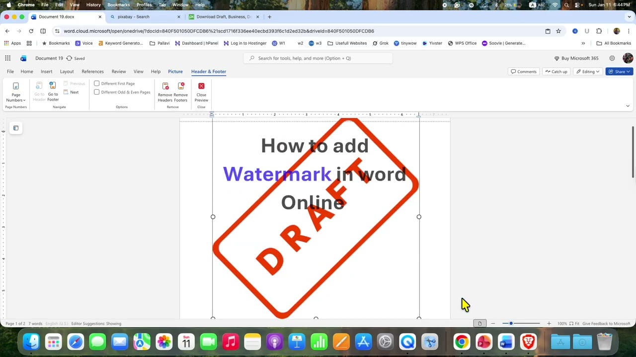 Как добавить водяной знак в Word Online