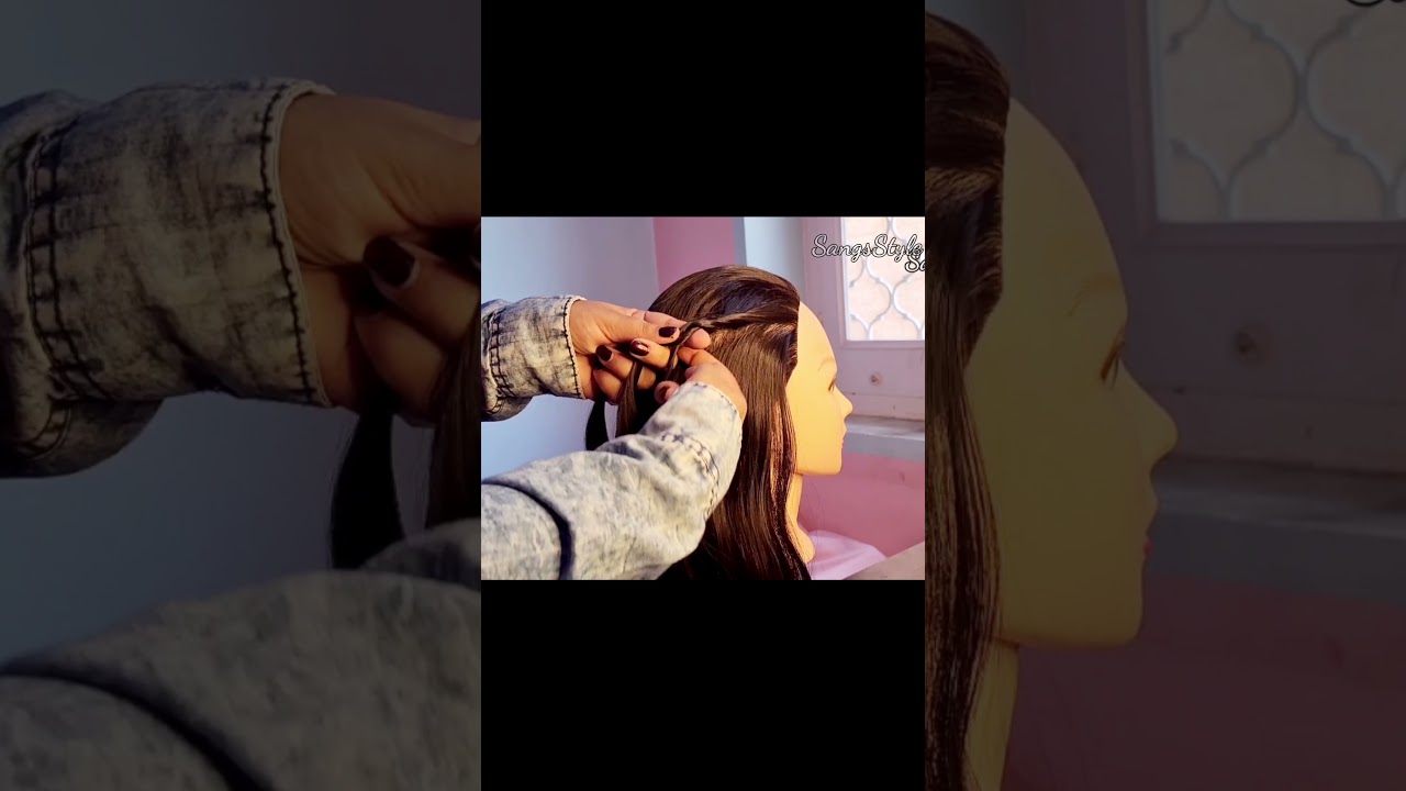 Beautiful triple Braided half up half down hairstyle easy||#shorts ||Sangsstyle
