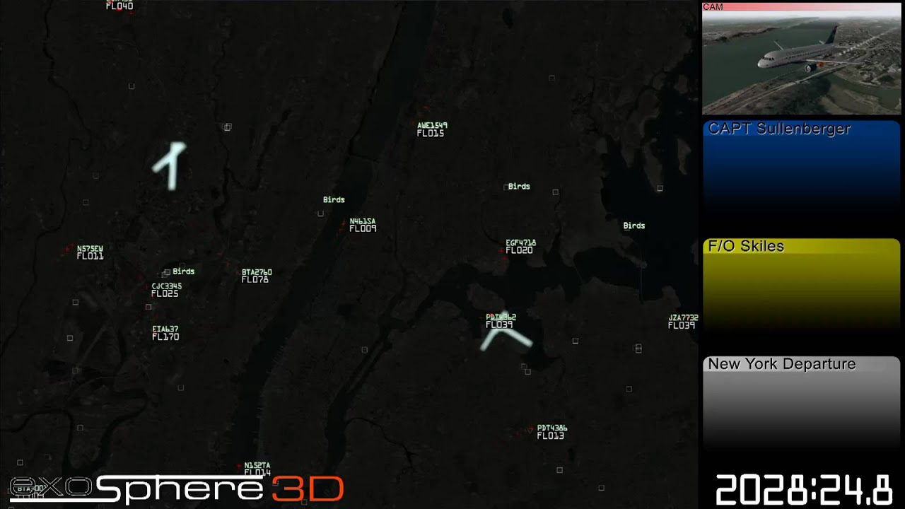 Flight 1549 - NY TRACON Departure Controller's perspective, Realtime animation