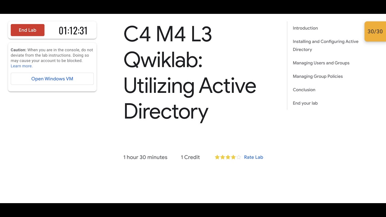 C4 M4 L3 Qwiklab: Utilizing Active Directory || #qwiklabs || #coursera || [With Explantion🗣️]