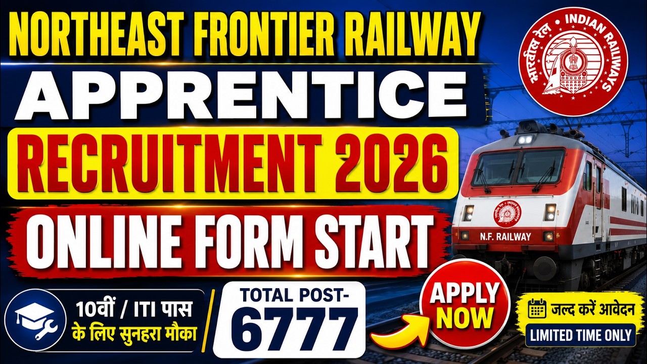 North East Frontier Railway Apprentice Vacancy 2026-27 Online Form Began, Apply Now.