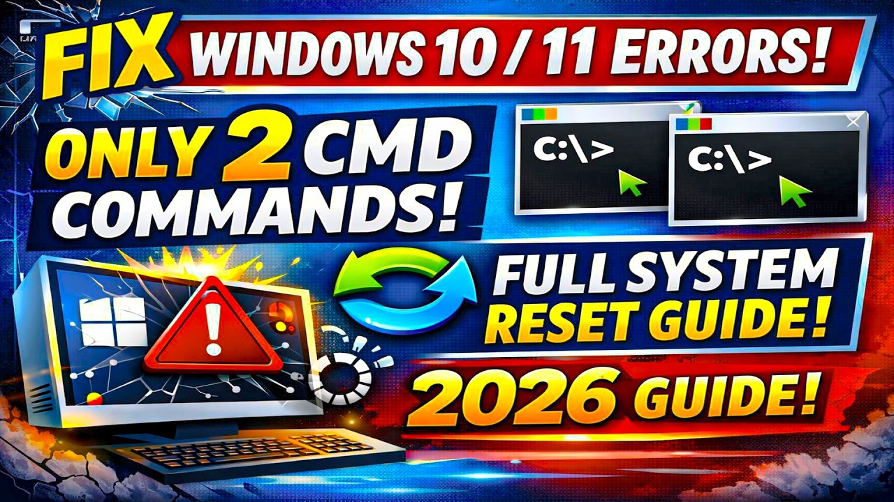Исправьте ошибки Windows 10/11 всего двумя командами командной строки для полного сброса системы!...