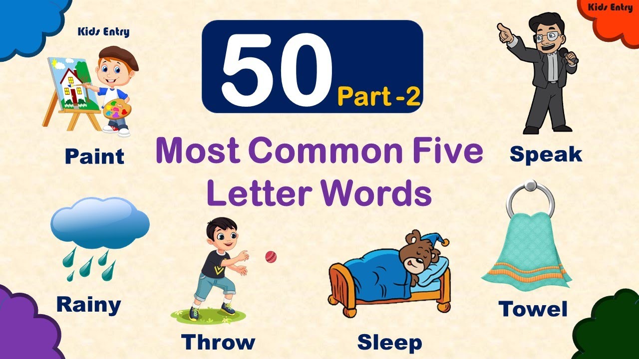 Five Letter Words in English Part 2 | Pre School Learning | Most Common Five Letter Words