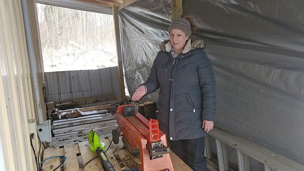 Splitting wood on the homestead