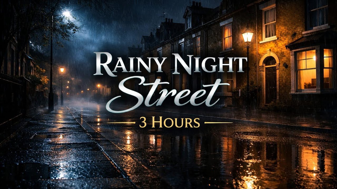 Rainy Night Street Ambience 🌧️ | 3 Hours of Relaxing Urban Rain for Sleep, Study & Relaxation